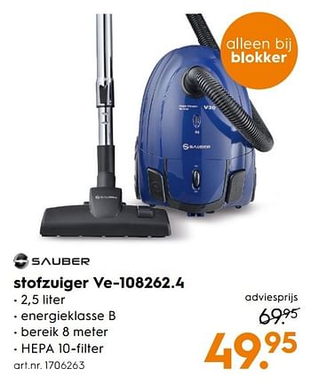 Aanbiedingen Sauber stofzuiger ve-108262.4 - Sauber - Geldig van 15/01/2017 tot 21/01/2017 bij Blokker