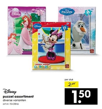Aanbiedingen Puzzel assortiment - Disney - Geldig van 15/01/2017 tot 21/01/2017 bij Blokker