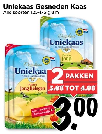 Aanbiedingen Uniekaas gesneden kaas - Uniekaas - Geldig van 15/01/2017 tot 21/01/2017 bij Vomar