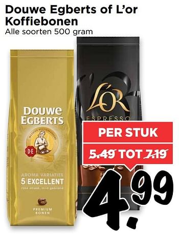 Aanbiedingen Douwe egberts of l`or koffiebonen - Douwe Egberts - Geldig van 15/01/2017 tot 21/01/2017 bij Vomar