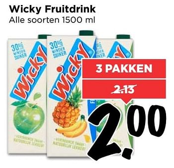 Aanbiedingen Wicky fruitdrink - Wicky - Geldig van 15/01/2017 tot 21/01/2017 bij Vomar