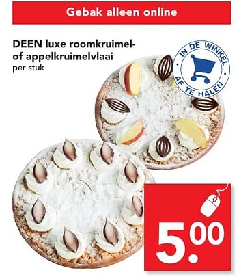 Aanbiedingen Deen luxe roomkruimel- of appelkruimelvlaai - Huismerk deen supermarkt - Geldig van 15/01/2017 tot 21/01/2017 bij Deen Supermarkten