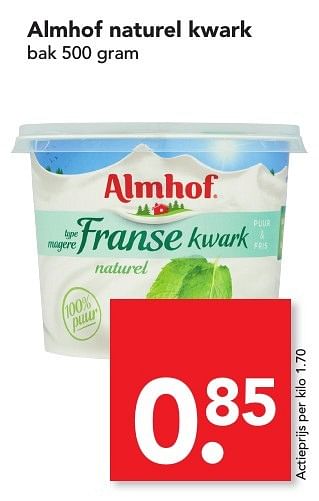 Aanbiedingen Almhof naturel kwark - Almhof - Geldig van 17/01/2017 tot 17/01/2017 bij Deen Supermarkten