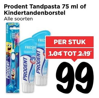 Aanbiedingen Prodent tandpasta of kindertandenborstel - Prodent - Geldig van 15/01/2017 tot 21/01/2017 bij Vomar