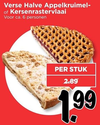 Aanbiedingen Verse halve appelkruimelof kersenrastervlaai - Huismerk Vomar - Geldig van 19/01/2017 tot 21/01/2017 bij Vomar