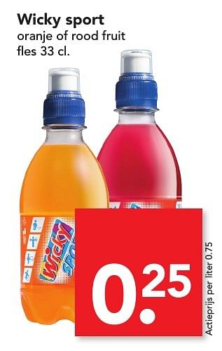 Aanbiedingen Wicky sport oranje of rood fruit - Wicky - Geldig van 17/01/2017 tot 17/01/2017 bij Deen Supermarkten