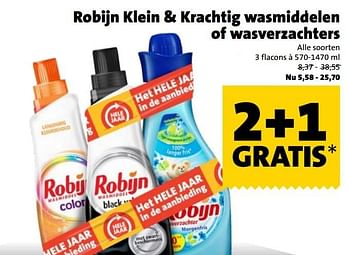 Aanbiedingen Robijn klein + krachtig wasmiddelen of wasverzachters - Robijn - Geldig van 01/01/2017 tot 31/01/2017 bij Jumbo Supermarkten