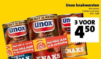 Aanbiedingen Unox knakworsten - Unox - Geldig van 01/01/2017 tot 31/01/2017 bij Jumbo Supermarkten