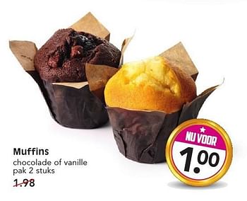 Aanbiedingen Muffins chocolade of vanille - Huismerk - Em-té - Geldig van 15/01/2017 tot 21/01/2017 bij Em-té