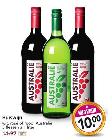 Aanbiedingen Huiswijn wit, rosé of rood, australië - Rode wijnen - Geldig van 15/01/2017 tot 21/01/2017 bij Em-té