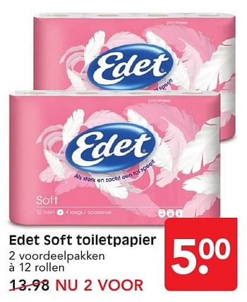 Aanbiedingen Edet soft toiletpapier - Edet - Geldig van 15/01/2017 tot 21/01/2017 bij Em-té
