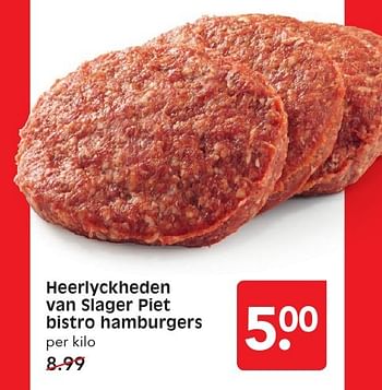 Aanbiedingen Heerlyckheden van slager piet bistro hamburgers - Huismerk - Em-té - Geldig van 15/01/2017 tot 21/01/2017 bij Em-té