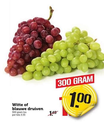 Aanbiedingen Witte of blauwe druiven - Huismerk - Coop - Geldig van 16/01/2017 tot 22/01/2017 bij Coop