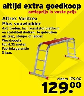 Aanbiedingen Altrex varitrex plus vouwladder - Altrex - Geldig van 15/01/2017 tot 22/01/2017 bij Gamma