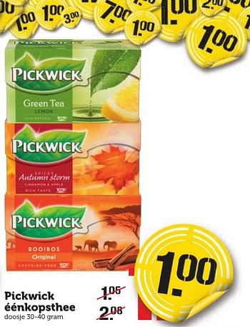 Aanbiedingen Pickwick éénkopsthee - Pickwick - Geldig van 16/01/2017 tot 22/01/2017 bij Coop