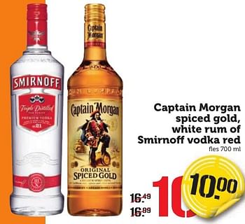 Aanbiedingen Captain morgan spiced gold, white rum of smirnoff vodka red - Huismerk - Coop - Geldig van 16/01/2017 tot 22/01/2017 bij Coop