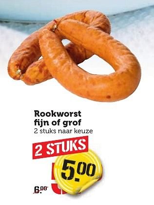 Aanbiedingen Rookworst fijn of grof - Huismerk - Coop - Geldig van 16/01/2017 tot 22/01/2017 bij Coop