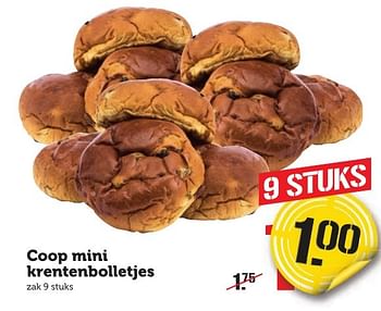 Aanbiedingen Coop mini krentenbolletjes - Huismerk - Coop - Geldig van 16/01/2017 tot 22/01/2017 bij Coop