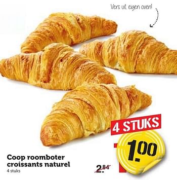 Aanbiedingen Coop roomboter croissants naturel - Huismerk - Coop - Geldig van 16/01/2017 tot 22/01/2017 bij Coop