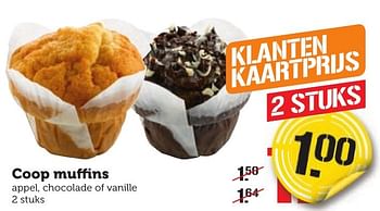 Aanbiedingen Coop muffins - Huismerk - Coop - Geldig van 16/01/2017 tot 22/01/2017 bij Coop