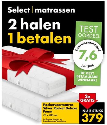Aanbiedingen Pocketveermatras silver pocket deluxe foam - Huismerk - Beter Bed - Geldig van 16/01/2017 tot 22/01/2017 bij Beter Bed