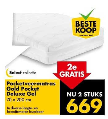 Aanbiedingen Pocketveermatras gold pocket deluxe gel - Huismerk - Beter Bed - Geldig van 16/01/2017 tot 22/01/2017 bij Beter Bed