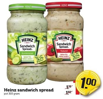 Aanbiedingen Heinz sandwich spread - Heinz - Geldig van 16/01/2017 tot 22/01/2017 bij Coop