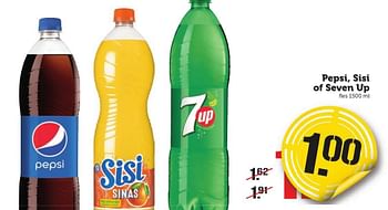 Aanbiedingen Pepsi, sisi of seven up - Huismerk - Coop - Geldig van 16/01/2017 tot 22/01/2017 bij Coop