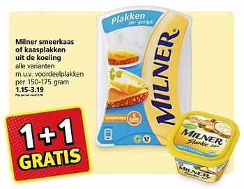 Aanbiedingen Milner smeerkaas of kaasplakken uit de koeling - Milner - Geldig van 16/01/2017 tot 22/01/2017 bij Jan Linders