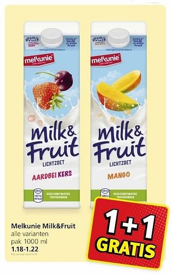 Aanbiedingen Melkunie milk+fruit - Melkunie - Geldig van 16/01/2017 tot 22/01/2017 bij Jan Linders