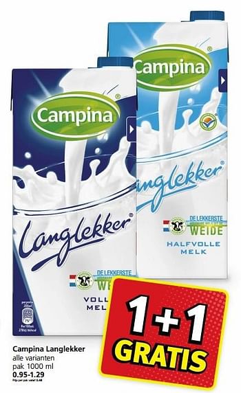 Aanbiedingen Campina langlekker - Campina - Geldig van 16/01/2017 tot 22/01/2017 bij Jan Linders