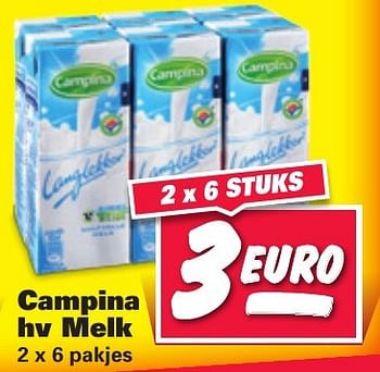 Aanbiedingen Campina hv melk - Campina - Geldig van 16/01/2017 tot 22/01/2017 bij Nettorama