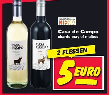 Aanbiedingen Casa de campo chardonnay of malbec - Rode wijnen - Geldig van 16/01/2017 tot 22/01/2017 bij Nettorama
