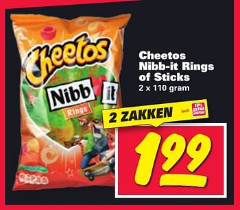 Aanbiedingen Cheetos nibb-it rings of sticks - Cheetos  - Geldig van 16/01/2017 tot 22/01/2017 bij Nettorama