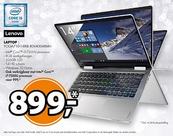 Aanbiedingen Lenovo laptop yoga710-14ikb 80v40048mh - Lenovo - Geldig van 20/01/2017 tot 22/01/2017 bij Expert