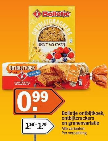 Aanbiedingen Bolletje ontbijtkoek, ontbijtcrackers en granenvariatie - Bolletje - Geldig van 16/01/2017 tot 22/01/2017 bij Albert Heijn