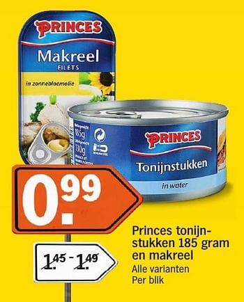 Aanbiedingen Princes tonijnstukken en makreel - Princes - Geldig van 16/01/2017 tot 22/01/2017 bij Albert Heijn