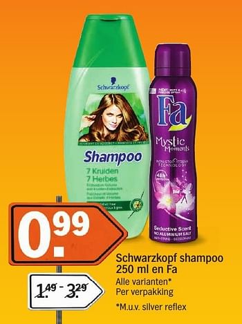 Aanbiedingen Schwarzkopf shampoo en fa - Huismerk - Albert Heijn - Geldig van 16/01/2017 tot 22/01/2017 bij Albert Heijn