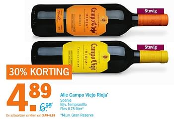 Aanbiedingen Alle campo viejo rioja - Rode wijnen - Geldig van 16/01/2017 tot 22/01/2017 bij Albert Heijn
