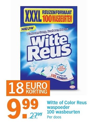 Aanbiedingen Witte of color reus waspoeder - Witte reus - Geldig van 16/01/2017 tot 22/01/2017 bij Albert Heijn