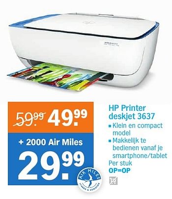 Aanbiedingen Hp printer deskjet 3637 - HP - Geldig van 16/01/2017 tot 22/01/2017 bij Albert Heijn