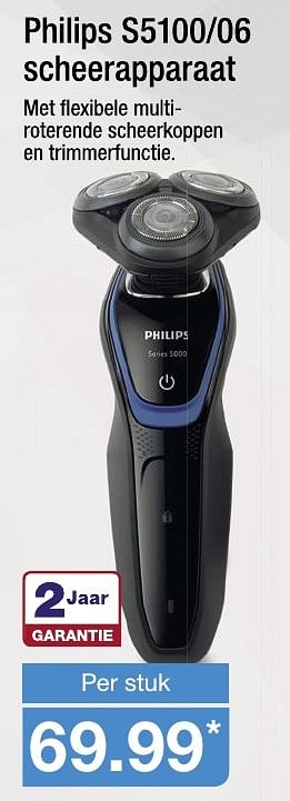 Aanbiedingen Philips s5100-06 scheerapparaat - Philips - Geldig van 15/01/2017 tot 22/01/2017 bij Aldi