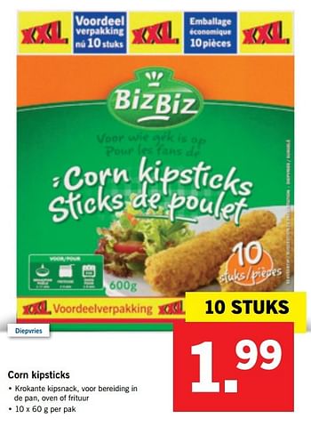 Aanbiedingen Corn kipsticks - BizBiz - Geldig van 16/01/2017 tot 22/01/2017 bij Lidl