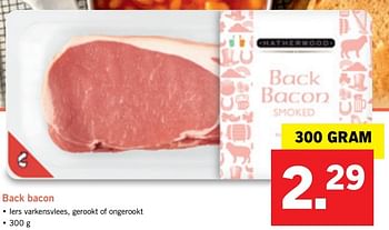 Aanbiedingen Back bacon - Hatherwood - Geldig van 16/01/2017 tot 22/01/2017 bij Lidl