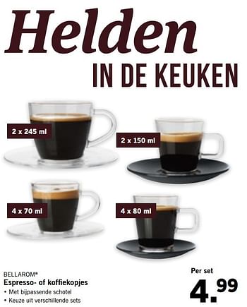 Aanbiedingen Espresso- of koffiekopjes - Bellarom - Geldig van 16/01/2017 tot 22/01/2017 bij Lidl