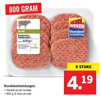 Aanbiedingen Rundvleeshamburgers - Huismerk - Lidl - Geldig van 16/01/2017 tot 22/01/2017 bij Lidl