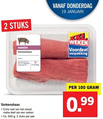 Aanbiedingen Varkenshaas - Huismerk - Lidl - Geldig van 16/01/2017 tot 22/01/2017 bij Lidl