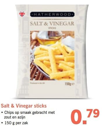 Aanbiedingen Salt + vinegar sticks - Hatherwood - Geldig van 16/01/2017 tot 22/01/2017 bij Lidl