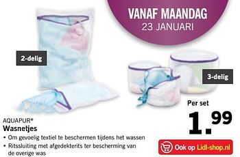 Aanbiedingen Wasnetjes - AquaPur - Geldig van 16/01/2017 tot 22/01/2017 bij Lidl