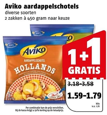 Aanbiedingen Aviko aardappelschotels - Aviko - Geldig van 16/01/2017 tot 22/01/2017 bij Poiesz